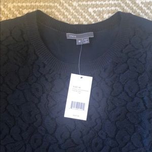 Vince navy blue long sleeved patterned dress